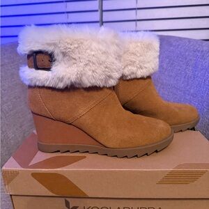 Koolaburra by Ugg Women's Brown Wedge Boots with Fur Trim